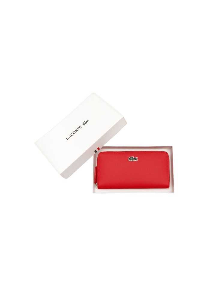 achat Porte monnaie LACOSTE femme ZIP WALLET rouge packaging
