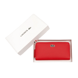 achat Porte monnaie LACOSTE femme ZIP WALLET rouge packaging