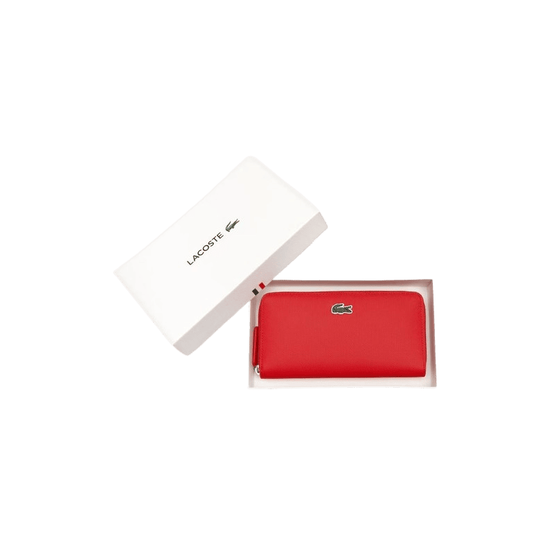 achat Porte monnaie LACOSTE femme ZIP WALLET rouge packaging