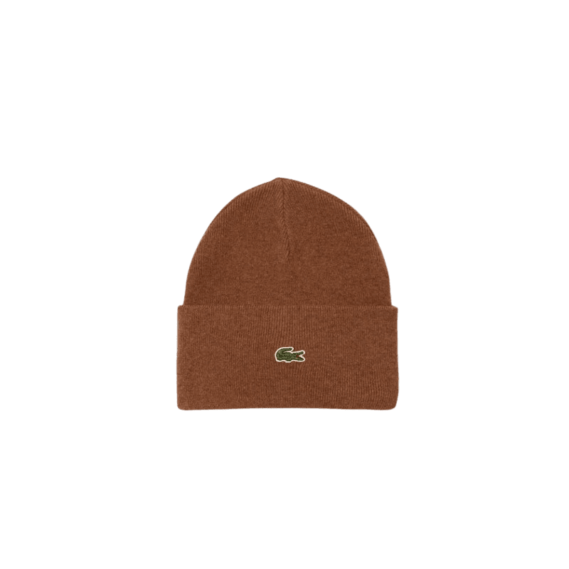 achat Bonnet LACOSTE unisexe KNITTED marron face