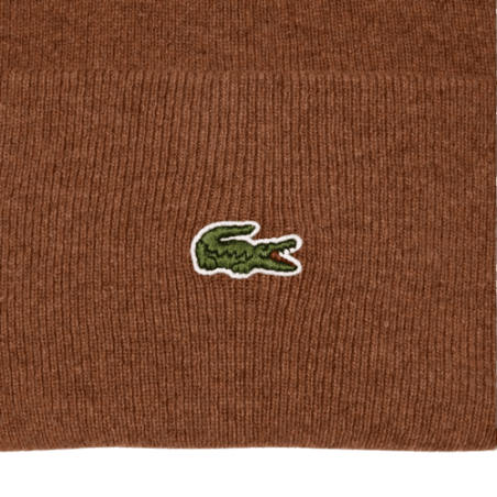 achat Bonnet LACOSTE unisexe KNITTED marron logo