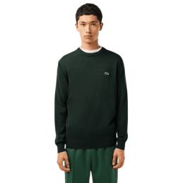 achat Pull LACOSTE homme CREW NECK vert porté