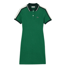 achat Robe LACOSTE femme SLIM FIT MONOGRAM JACQUARD DRESS vert face