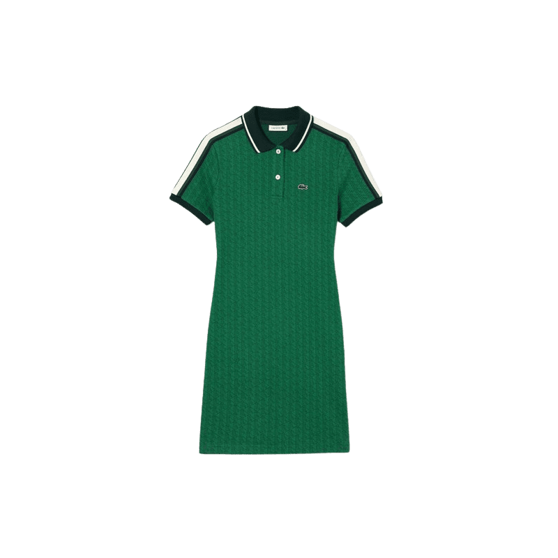 achat Robe LACOSTE femme SLIM FIT MONOGRAM JACQUARD DRESS vert face