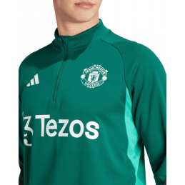 achat Sweat col zippé Adidas Manchester United FC Vert détails