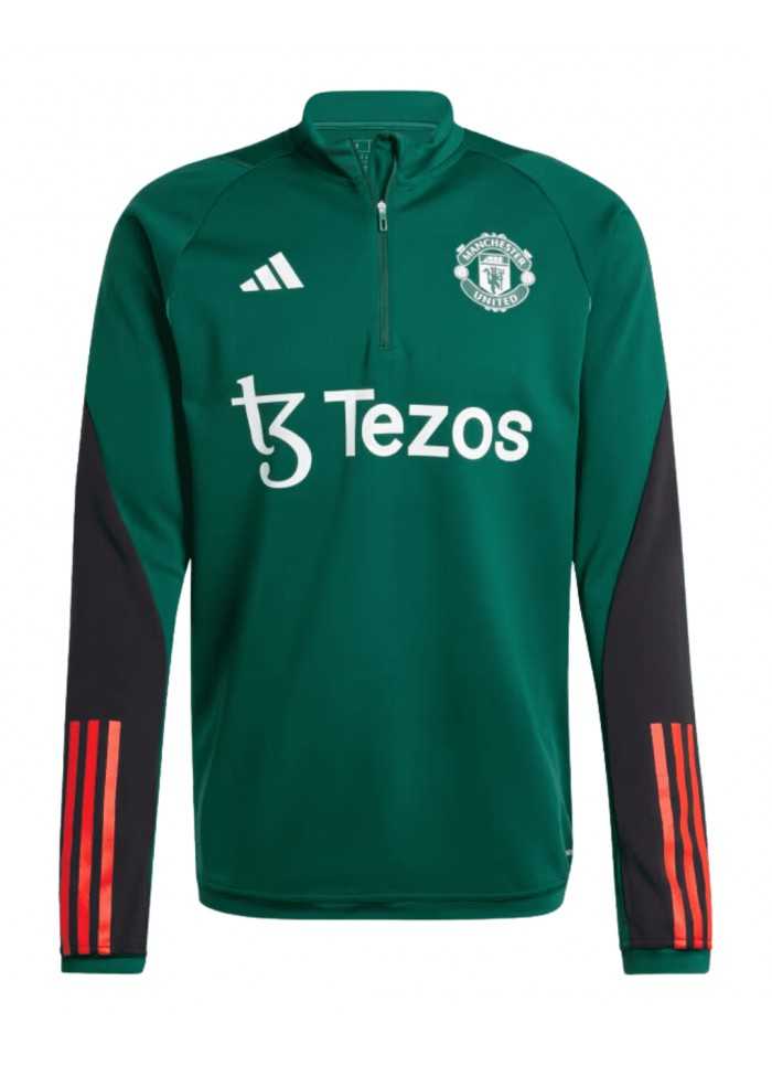 achat Sweat col zippé Adidas Manchester United FC Vert face