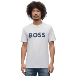 achat T-shirt BOSS homme THINKING blanc porté