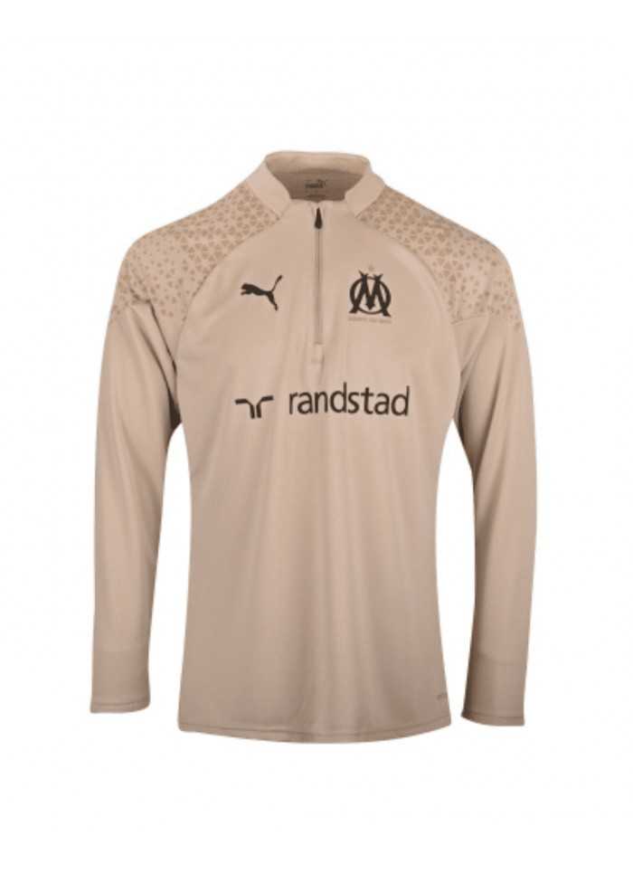 achat Haut d'entraînement Puma OM Adulte 1/4 ZIP Or/sable face