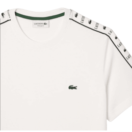 achat T-shirt LACOSTE homme BANDE SIGLÉE blanc logo