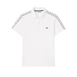 achat Polo LACOSTE homme BANDE SIGLÉE blanc face