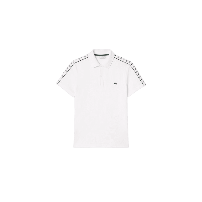 achat Polo LACOSTE homme BANDE SIGLÉE blanc face