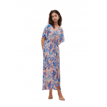 VERO MODA Vmmenny Ss 7/8 Kaftan - Wijde Jurk Met Elastische Taille, Full Print | Casual En Comfortabel